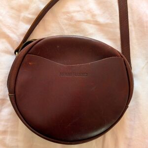 Portland Leather Goods Cognac Large Circle Crossbody Bag